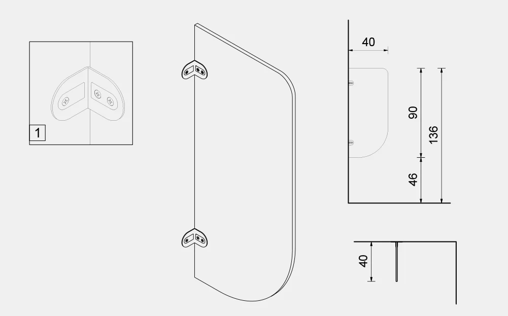 Pisuar Bölmeleri Teknik Çizim